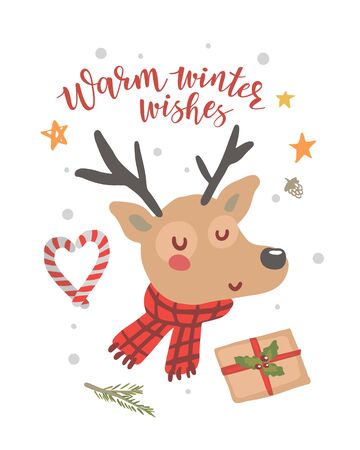 Christmas deer on a white backgroundのイラスト素材