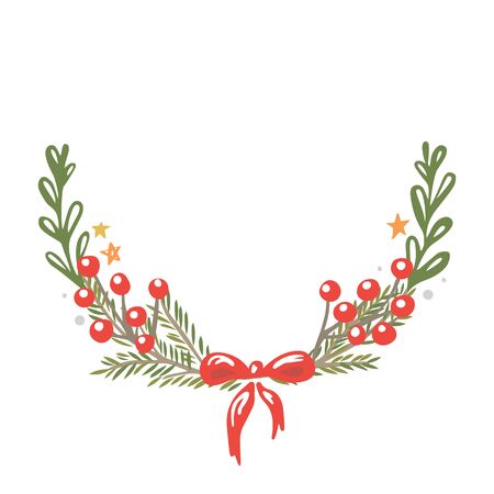 Christmas wreath on a white backgroundのイラスト素材