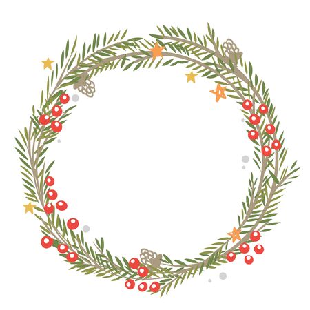 Christmas wreath on a white backgroundのイラスト素材