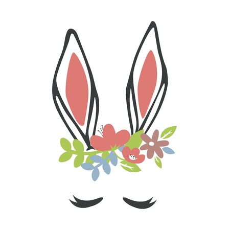 Cute rabbit ears for Happy Easter Dayのイラスト素材