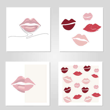 Vector illustration of lips setのイラスト素材