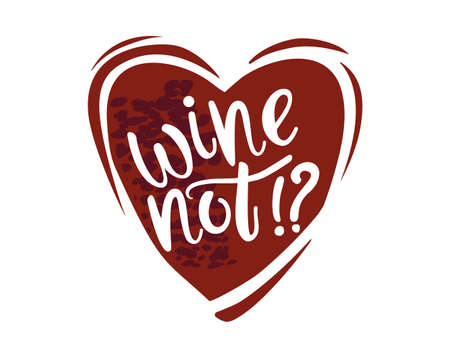 Cute vector with a red heart of wine letteringのイラスト素材