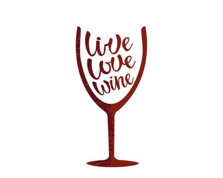 Cute vector of live love wine letteringのイラスト素材