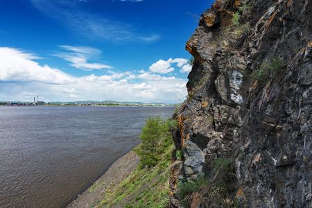 Nice summer day on the Amur River.の写真素材