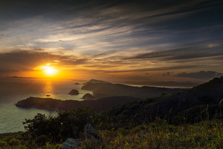 The Russian Far East peninsula of Gamov's name. A beautiful sunset on Japanese Sea Cape Tarantseva.の写真素材