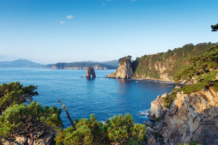 Russian Far Eastern peninsula named Gamova. Cape Pine Bay on the Gorshkov of the sea of Japan.の写真素材