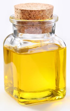 Bottle of olive oil on a white backgroundの写真素材