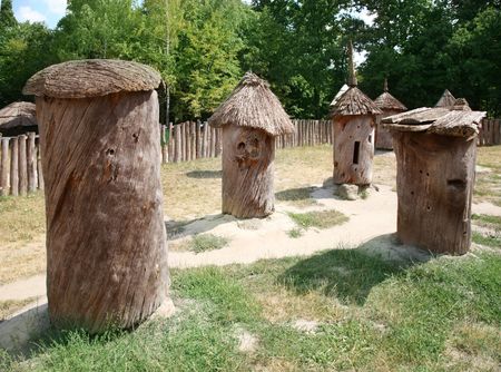 Beehives in the gardenの写真素材