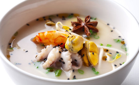 Seafood soup close