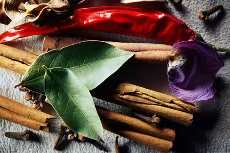 Texture background skins with dried spicesの写真素材
