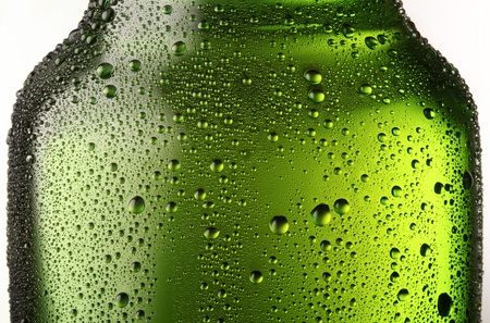 Texture water drops on the bottle of beer.の写真素材