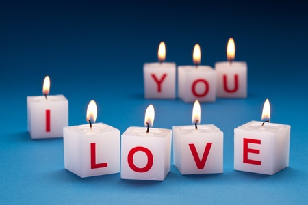 "I love you" printed on candles. の写真素材