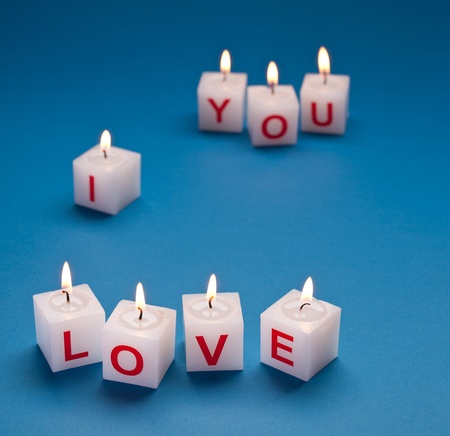 "I love you" printed on candles. の写真素材
