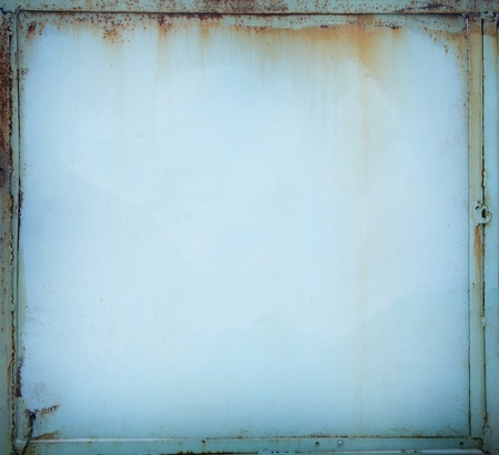 Vintage wall background  Painted blue metal with elements of the rust の写真素材