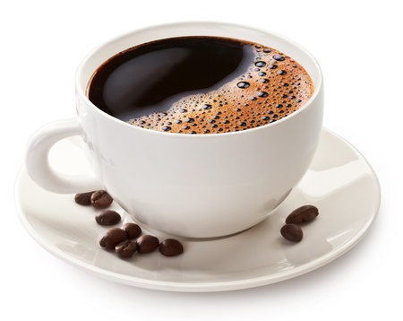 Coffee cup and beans on a white background. File contains the path to cut. Coffee cup and beans on a white background. File contains the path to cut.