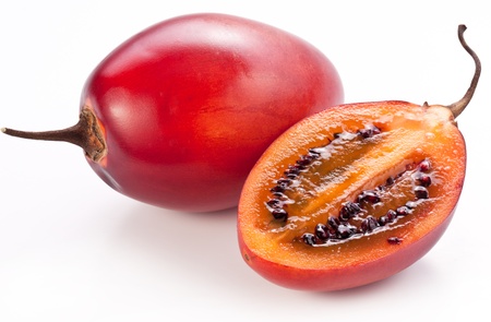 Tamarillo fruits with slice on white background.の写真素材