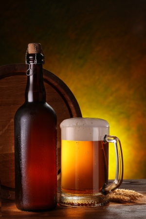 Still Life with a keg of beer and draft beer by the glass の写真素材