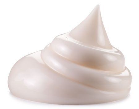 Handful of mayonnaise on white background  Clipping path の写真素材