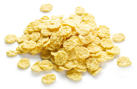 Cornflakes on a white background.