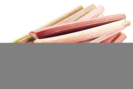 Rhubarb stalks on the white background.の写真素材