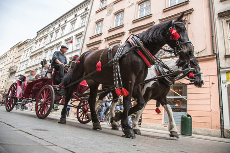 Carriage tour in Old Town. Krakow. 05 May 2015.のeditorial素材