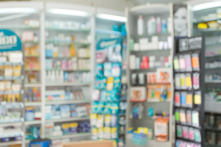 Blurred interior of pharmacy shop.の写真素材