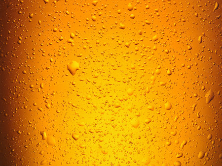 Water drops on glass of beer. Close up.
