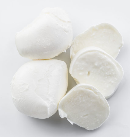 Mozzarella on the white background.の写真素材