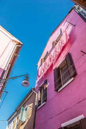 Brightly painted houses of Burano Island. Venice. Italy.の写真素材