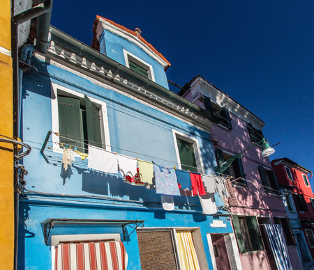 Brightly painted houses of Burano Island. Venice. Italy.のeditorial素材