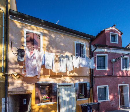 Brightly painted houses of Burano Island. Venice. Italy.のeditorial素材