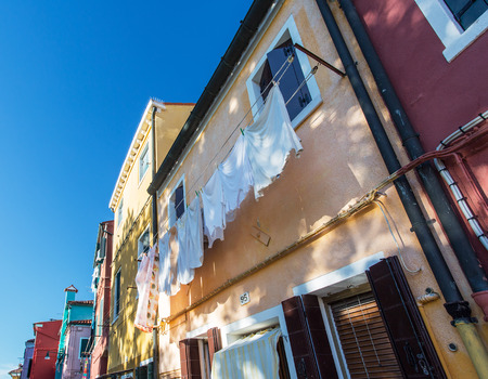 Brightly painted houses of Burano Island. Venice. Italy.のeditorial素材