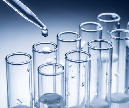 Different laboratory beakers and glassware. Monochrome.