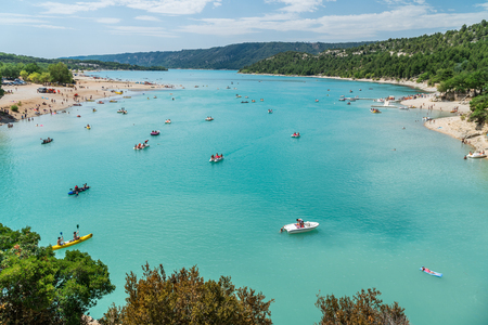 Travelling on canoes along the Verdon River. France. 2017.07.30.のeditorial素材