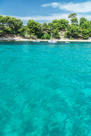 Beach view from the sea. Beautifyl nature background.の写真素材