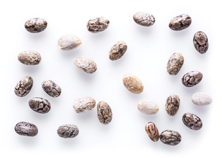 Several Chia seeds isolated on whiteの写真素材