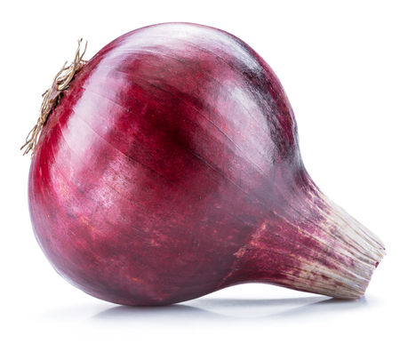 Red onion bulb on the white background. Macro shot.の写真素材