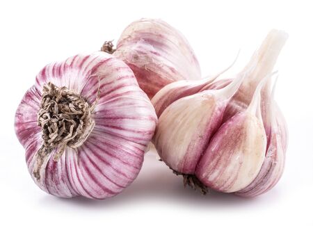 Garlic bulbs isolated on white background.の写真素材