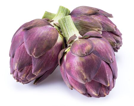Artichoke flower,purple edible bud isolated on white background.の写真素材