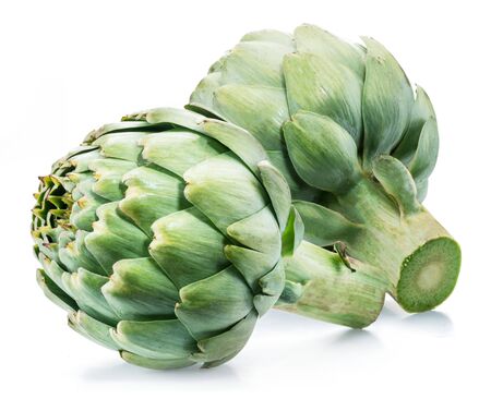 Artichoke flower edible buds isolated on white background.の写真素材