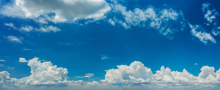 Deep blue sky and different types of white clouds in it. beautiful nature background.