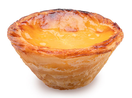Pastel de nata tart isolated on white background.