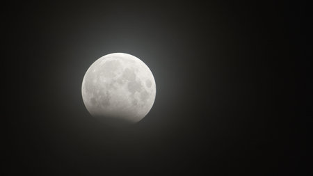 Partial lunar eclipse on October 28, 2023. The moon plunged into the shadow of the Earth.