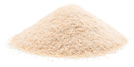 Pile of manioc or cassava flour isolated on white background.の写真素材