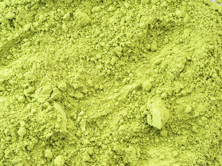 Matcha tea, finely ground powder of green tea close up.の写真素材