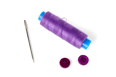 Sewing kit on white background