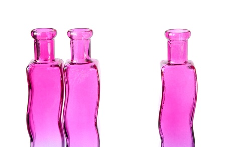 Three glass vases on a white backgroundの写真素材