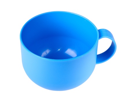 Empty blue mug isolated on the whiteの写真素材