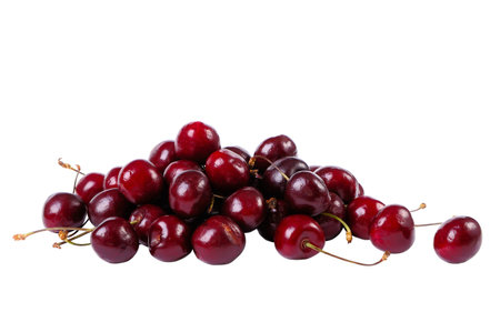 Heap of sweet cherries isolated on white