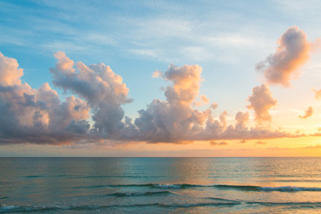 Beautiful sunset sky with cloudscape over the Atlantic ocean